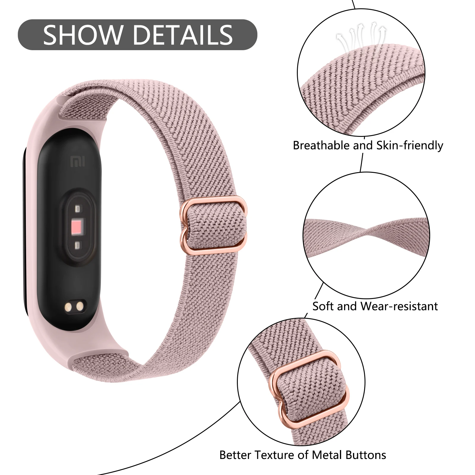 Elastyczny pasek pętelkowy do Xiaomi Mi Band 7 6 5 4 3 regulowany pasek opaska na nadgarstek do Xiaomi Mi Band 3 4 5 6 7 wymiana bransoletki