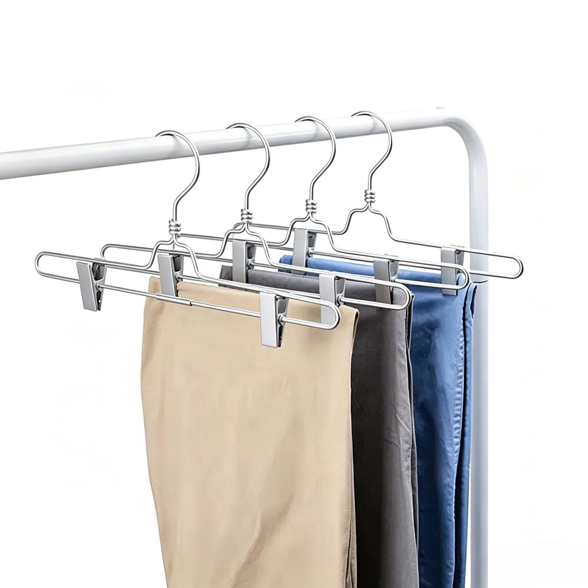 Gold/Silver Adjustable Trouser Hanger,Household Seamless Anti-Slip Laundry Hanger for Pants Scarf,Hanging Skirt Rack for Adults
