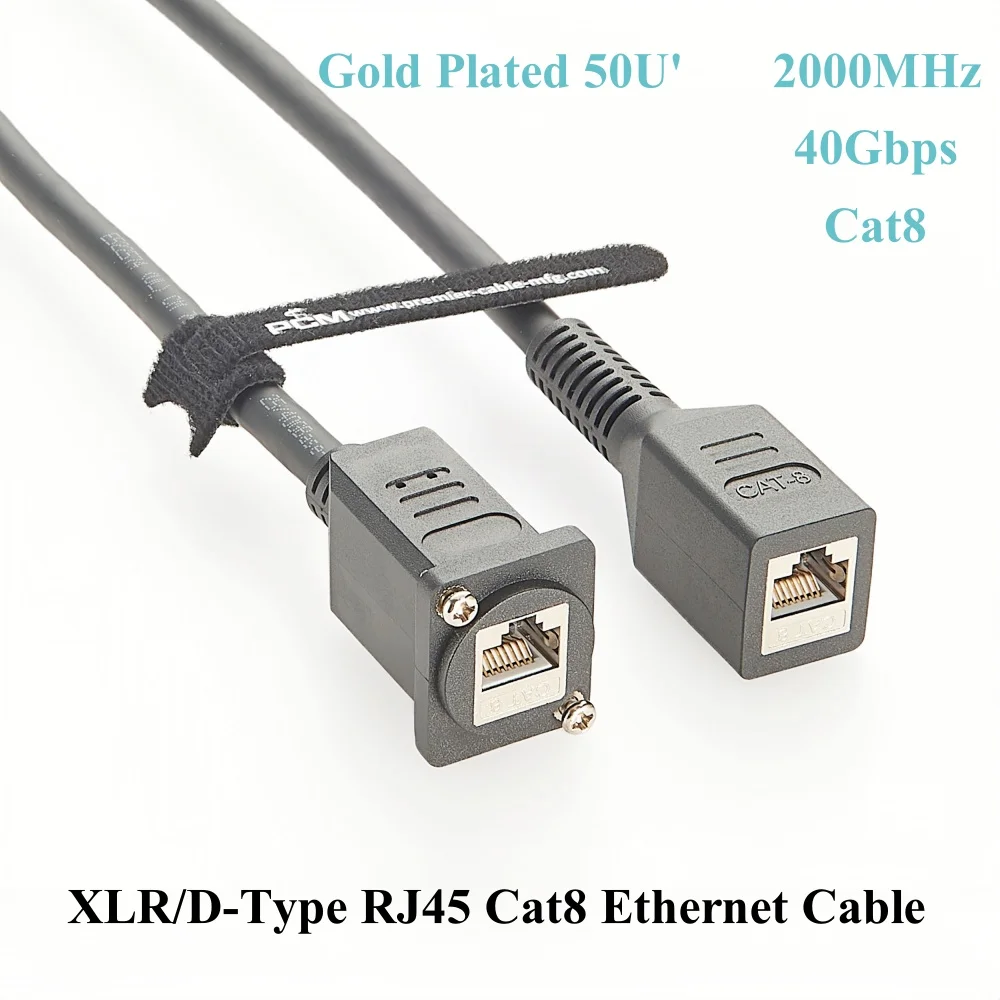 

Ethernet-кабель XLR/D-типа RJ45 Cat8, экранированный сетевой кабель Ethernet LAN с разъемом RJ45 с винтовым замком и фланцем для крепления на панели, 1 фута