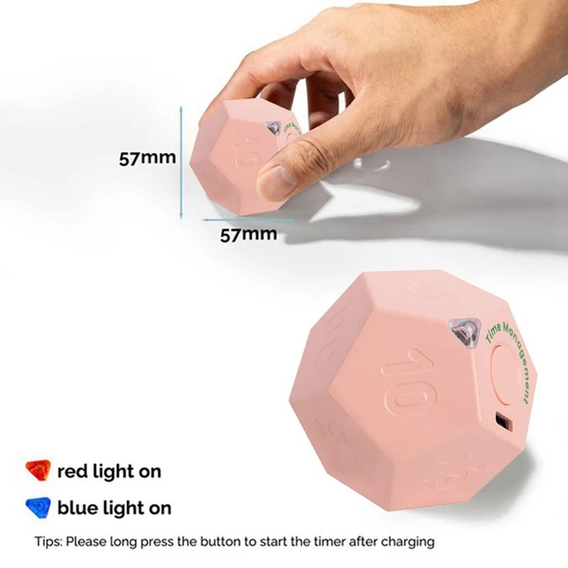 Mini Timer Roteren Dodecagon Oplaadbare Timer Geluid Trillicht Alarm Flip Timer Countdown Voor Timemanager