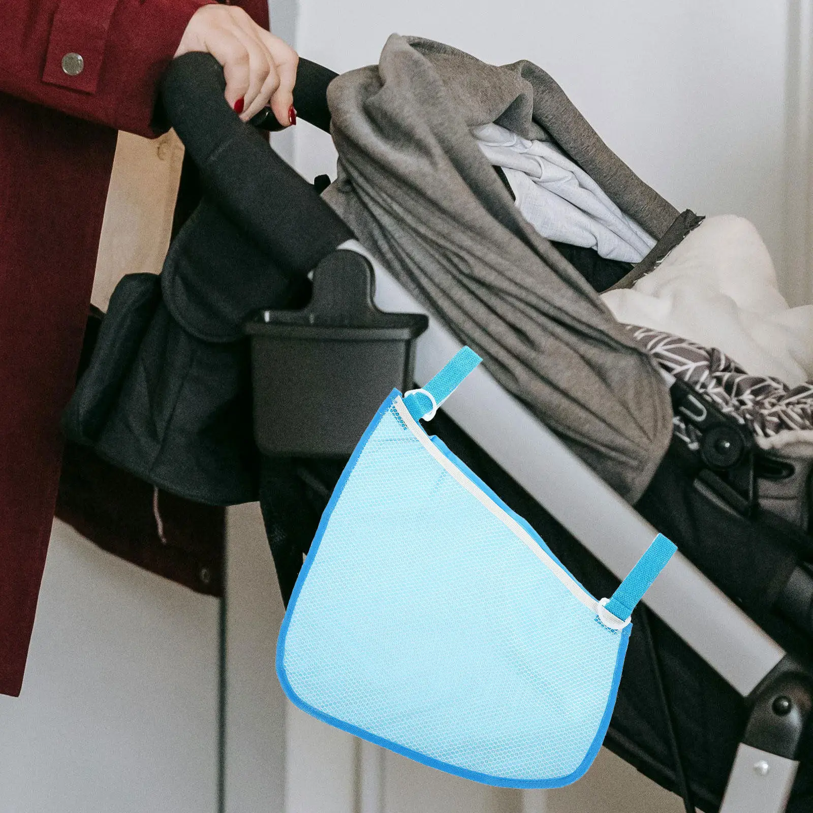 

Комплект из 2-х боковых подвесных сетчатых сумок для коляски, портативные легкие сумки-органайзеры для детских колясок для хранения подгузников, бутылочек, пустышек, для прогулок на улице