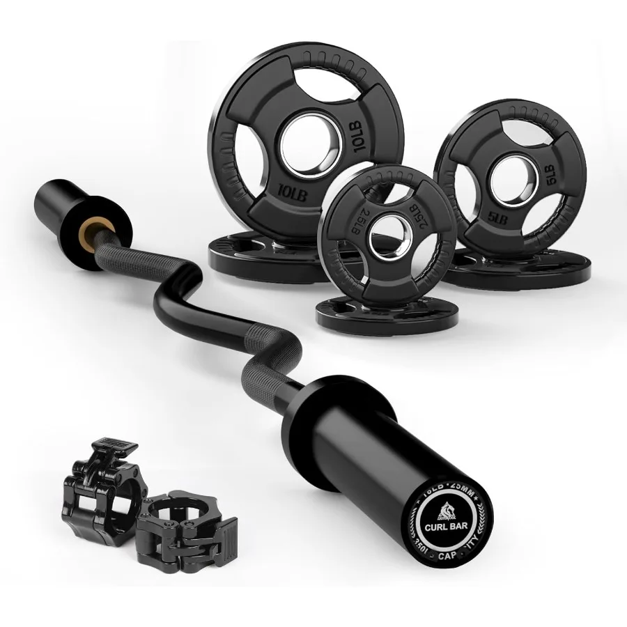 Barra premium de 4 pies/4,9 pies/6 pies para entrenamiento de fuerza y levantamiento de pesas olímpico con 2 pulgadas de diámetro, ideal para sentadillas, rizos y muertos