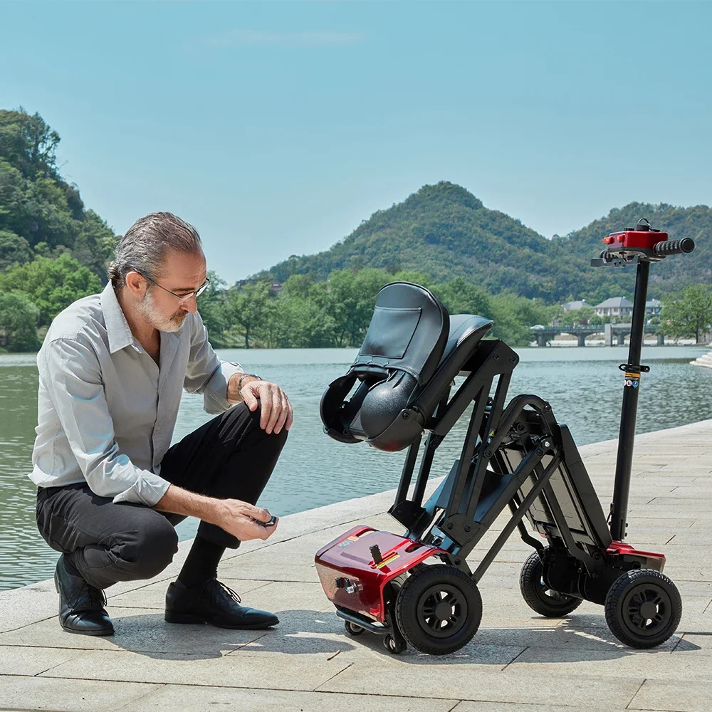 New Portable Folding 4 Wheel Scooter Handicapped Electric Mobility Scooter Travel For Airplane Approved