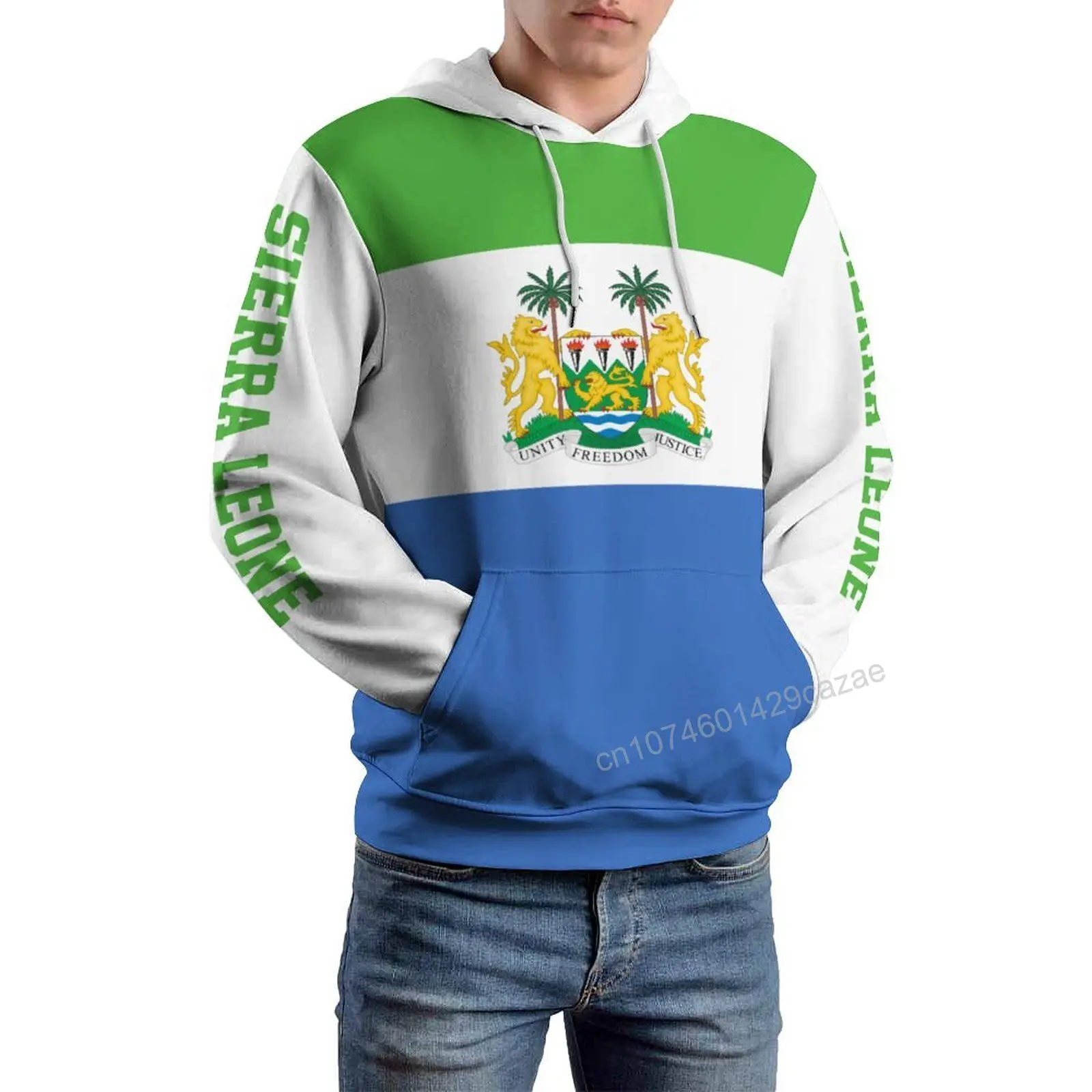 

Sierra Leone Country Flag 3D Hoodie Polyester Cool Men Women Harajuku Sweatshirt Unisex Casual Pullover Hoodies