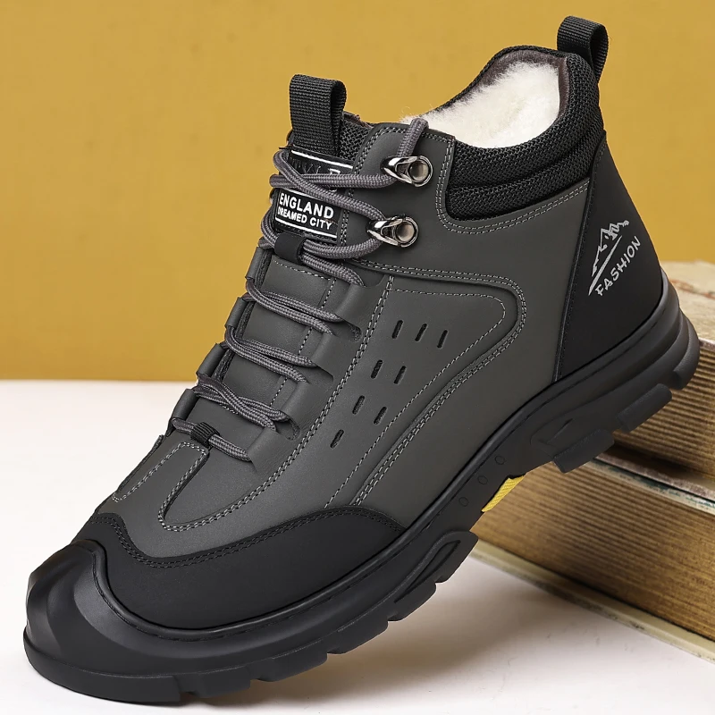 

Cotton Shoes 2025 New Winter Genuine Leather Top Layer Fleece-Lined Thickened High-Top Men's Shoes Non-Slip Warm Snow Boots