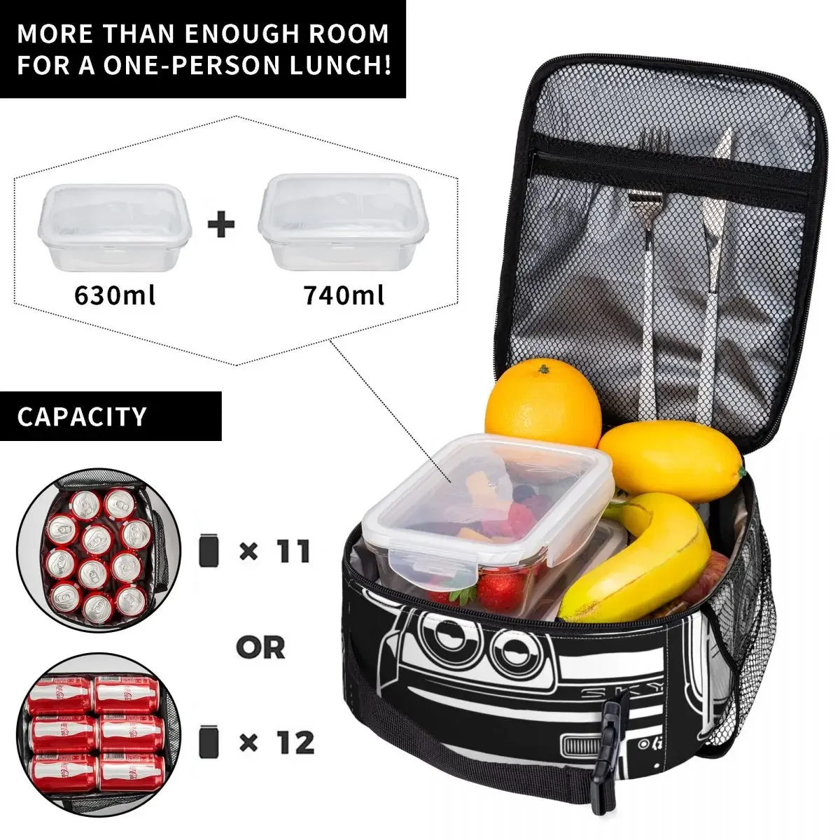 Borsa termica per il pranzo Skyline R34 GTR accessori per amante dell'auto JDM Cars Food Box nuovo arrivo Cooler Thermal Bento Box per la scuola