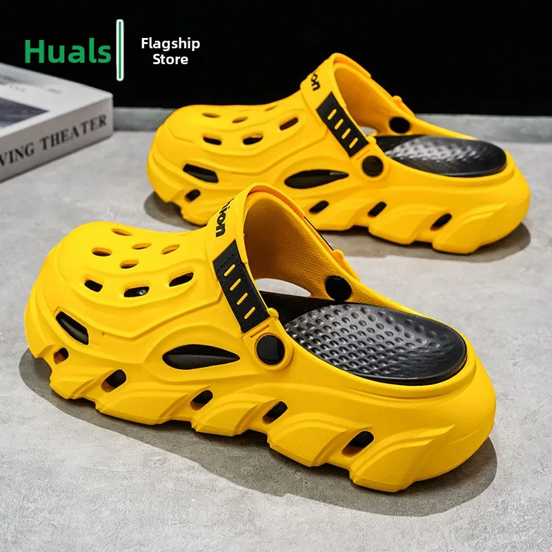 

Men's Summer 2026 Sporty Sandals Driving Anti-slip Wear-resistant Toe-covered Flip Flops Breathable EVA Material Thick Bottom