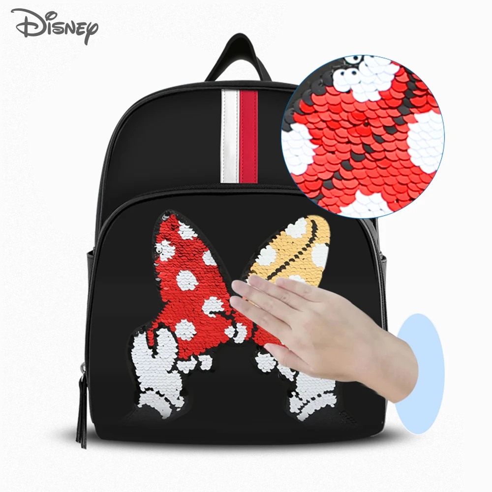 Sac à dos DISNEY à paillettes Mickey Minnie, sac à langer fantôme maman, sac à langer bébé organisateur grande capacité à couches poussette sacs de