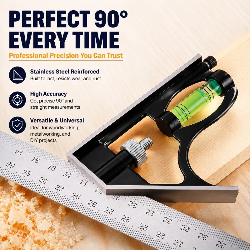Thickened Stainless Iron Universal Angle Ruler, L-shaped 90 Degree Square Gauge, Multi-function Carpenter Measuring Tool