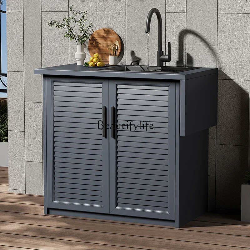 

ld14 Outdoor Wash Basin Balcony Waterproof Sunscreen Aluminum Integrated Storage Bathroom Cabinet