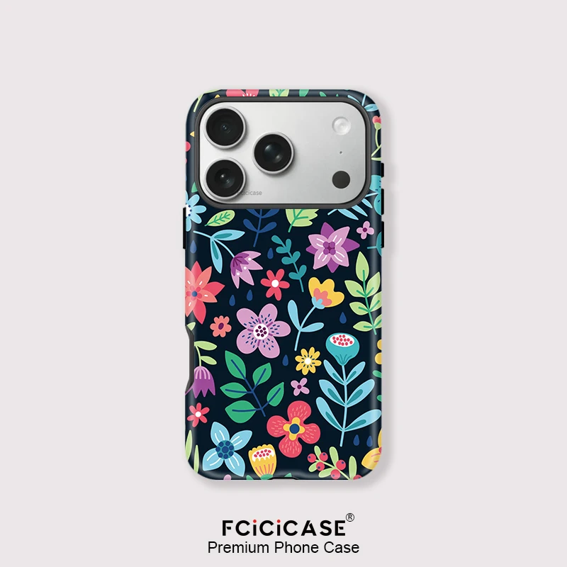 Funda Magnética 2 en 1 Fcicicase para iPhone 17 Air 16 15 14 13 12 11 Pro Max, Carga Inalámbrica, Acrílico, para Magsafe, Diseño Floral