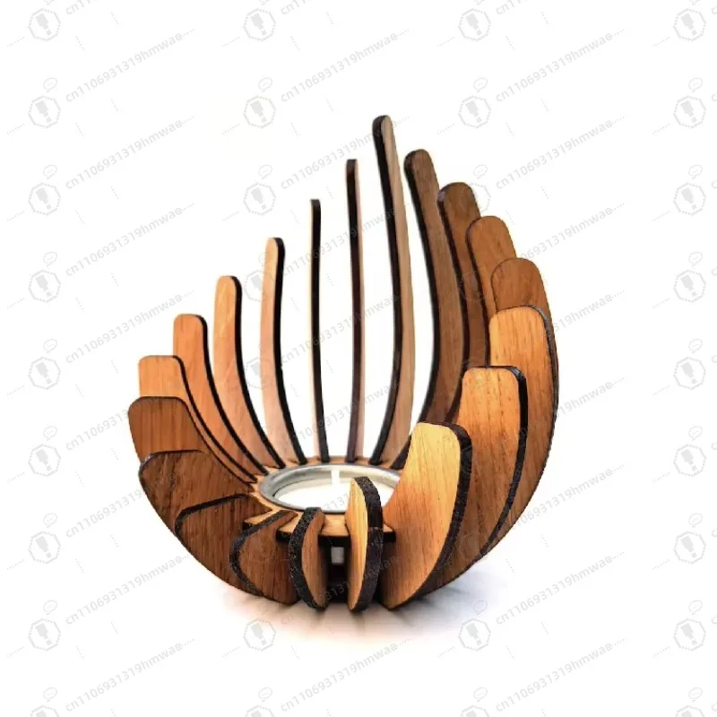 

Modern Farmhouse Style Elegant Wooden Tea Lamp and Candlestick Home Decoration Gift