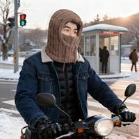 Ski Hat Windproof Thermal Adjustable Winter Cycling Fleece Lined Face Covering For Men Women Adults Outdoor Riding Cycling