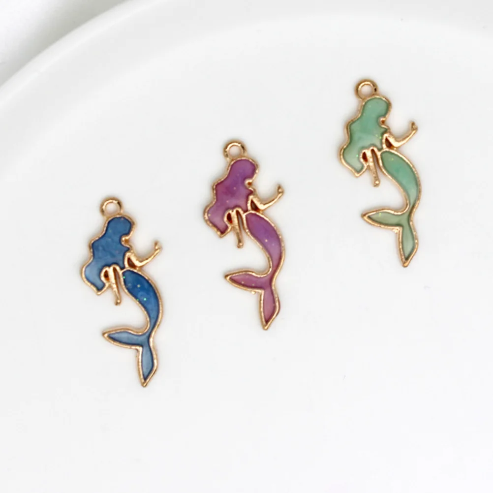 

50 Pcs Jewelry Making Supplies Mermaid Charms Craft Accessories Alloy Pendants DIY Bright Color Smooth Surface Lightweight
