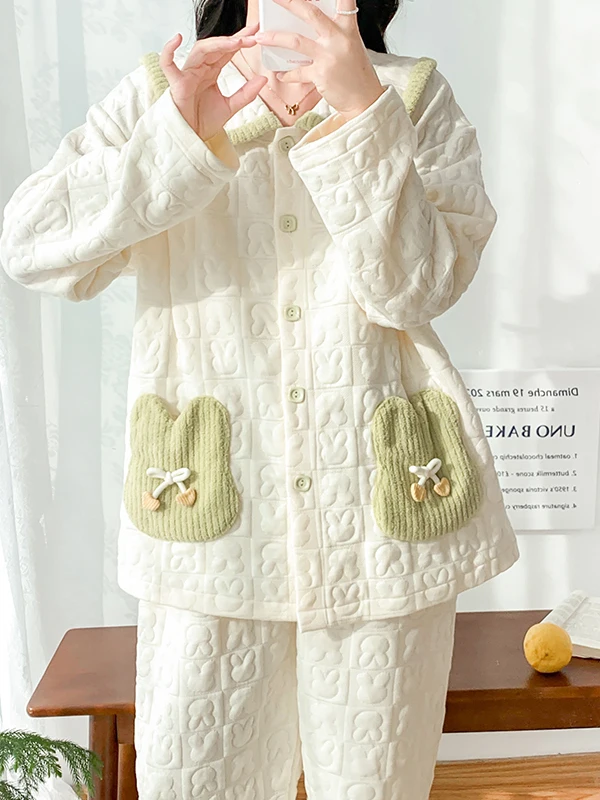 

Air Cotton Maternity Nightgown Breastfeeding Set Autumn Winter Spring Postpartum Women's Sleepwear Long Sleeve Comfortable Lo...