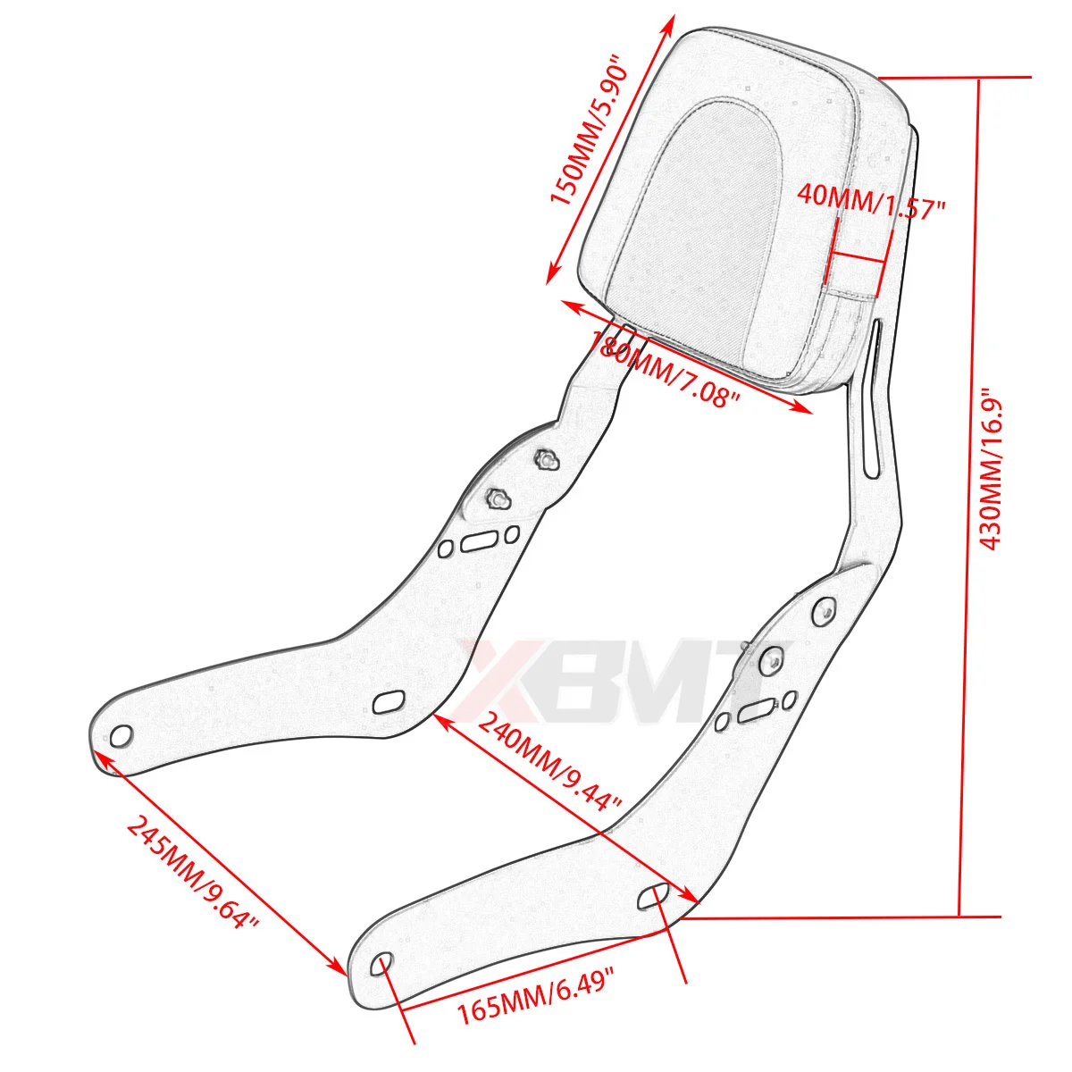 Motorcycle Passenger Black Rear Backrest Sissy Bar For Honda Rebel CMX1100 CM 1100 CMX 1100 2021-2022