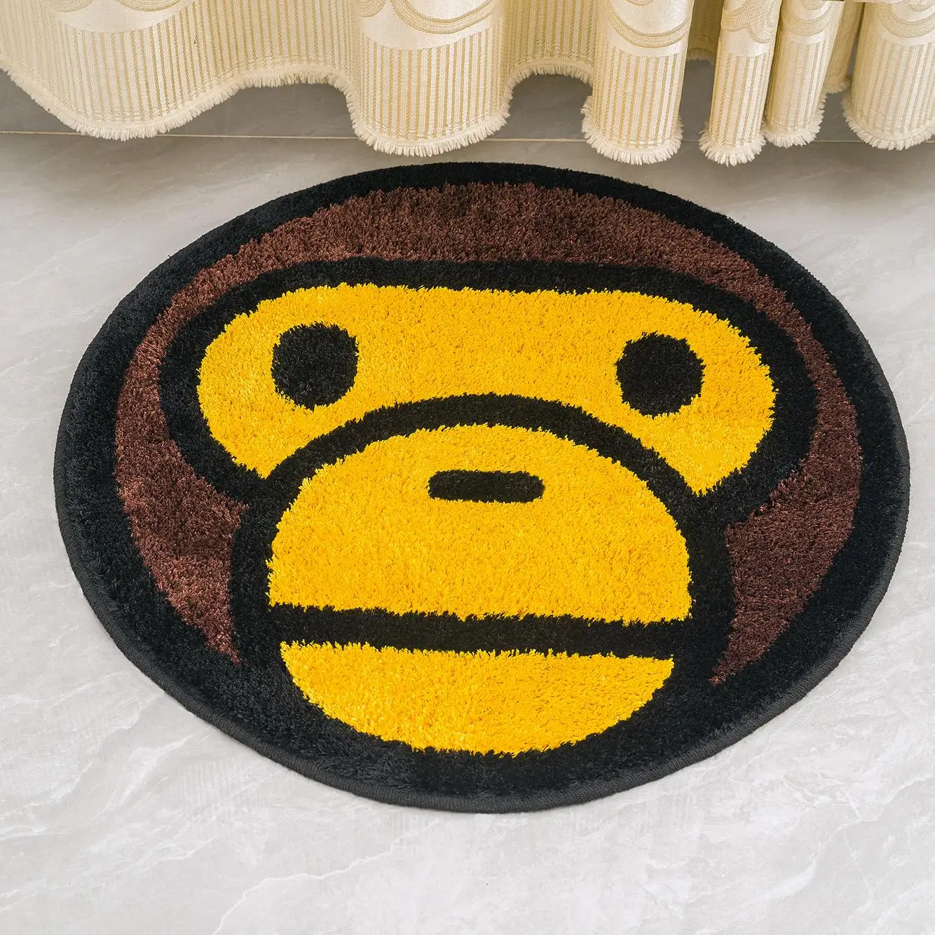 سجادة أنيقة منسوجة يدويًا على شكل رأس قرد، وسادة مريحة بتصميم عصري على شكل دائري من ألياف البوليستر لديكور المنزل