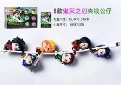 1Pcs Random Style Anime Demon Slayer Q Version Mini Action Figure PVC Model Data cable protective cover doll Toy Gifts boxed