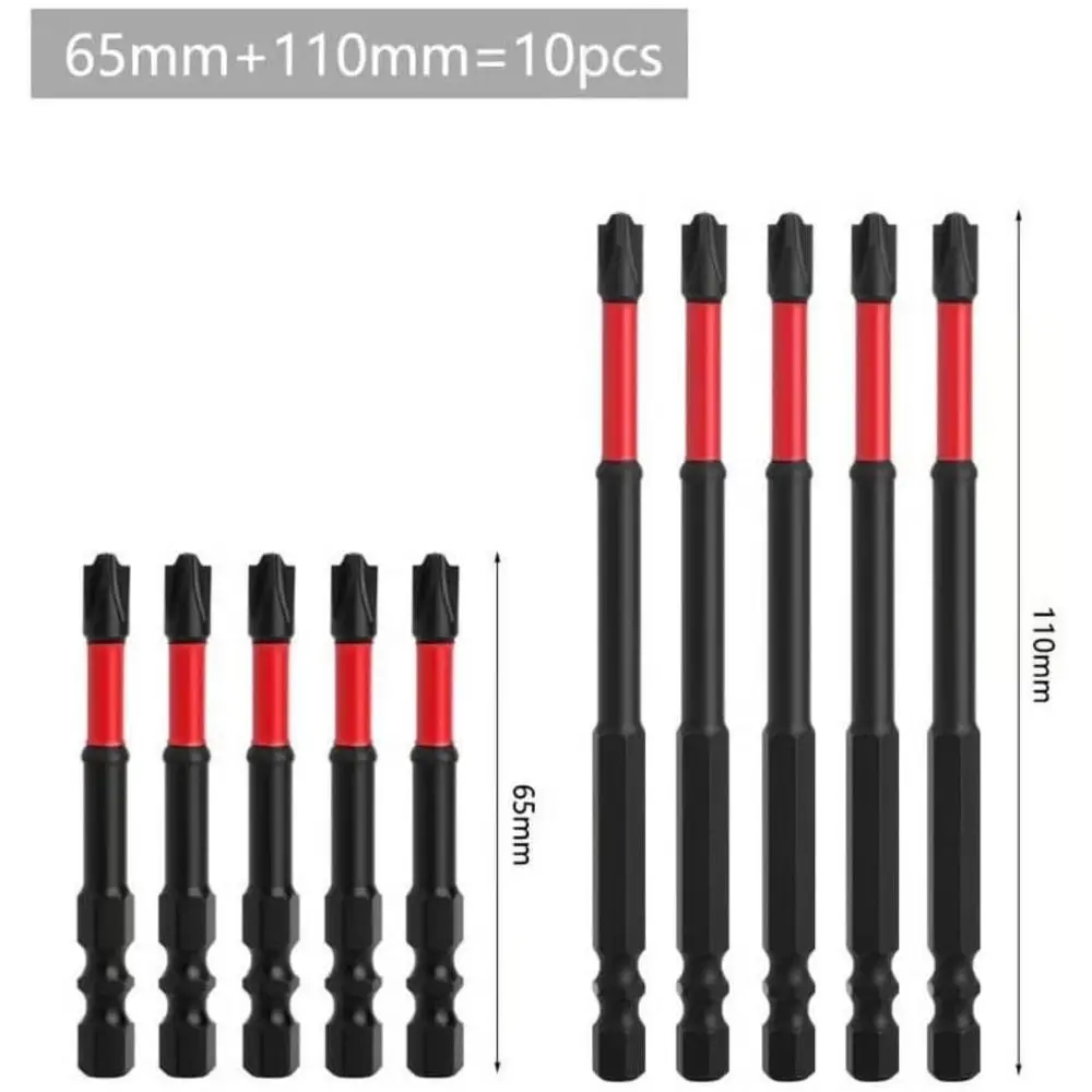 5/10Pcs 1/4 Inch Lmpact Screwdriver Bit Set Hex Shank Magnetic Cross Slot Screw Driver Bit 65/110mm Electric Screwdrivers