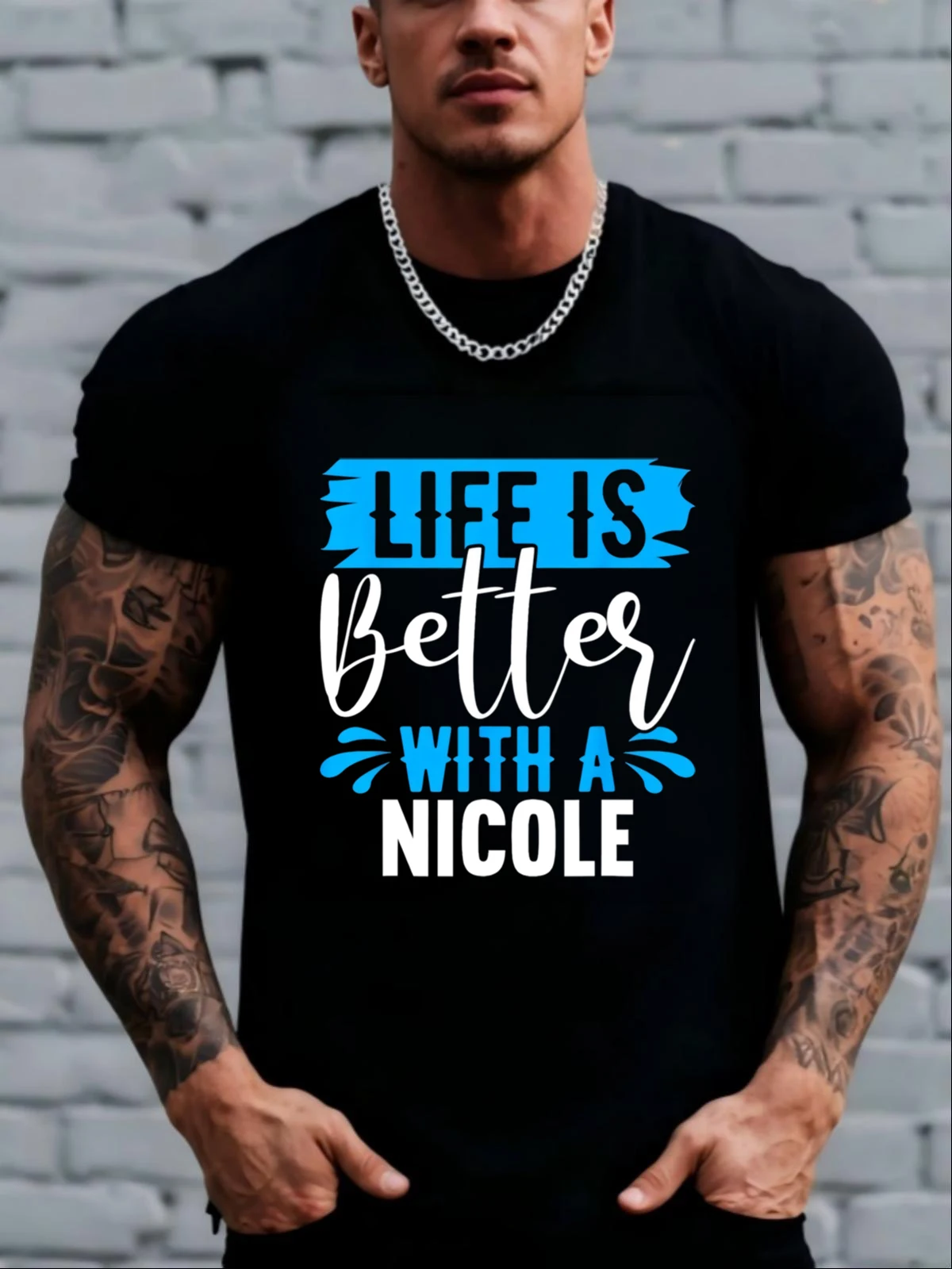 

Men's Trendy Print T-shirt Number Graphic Crew Neck Regular Fit Top