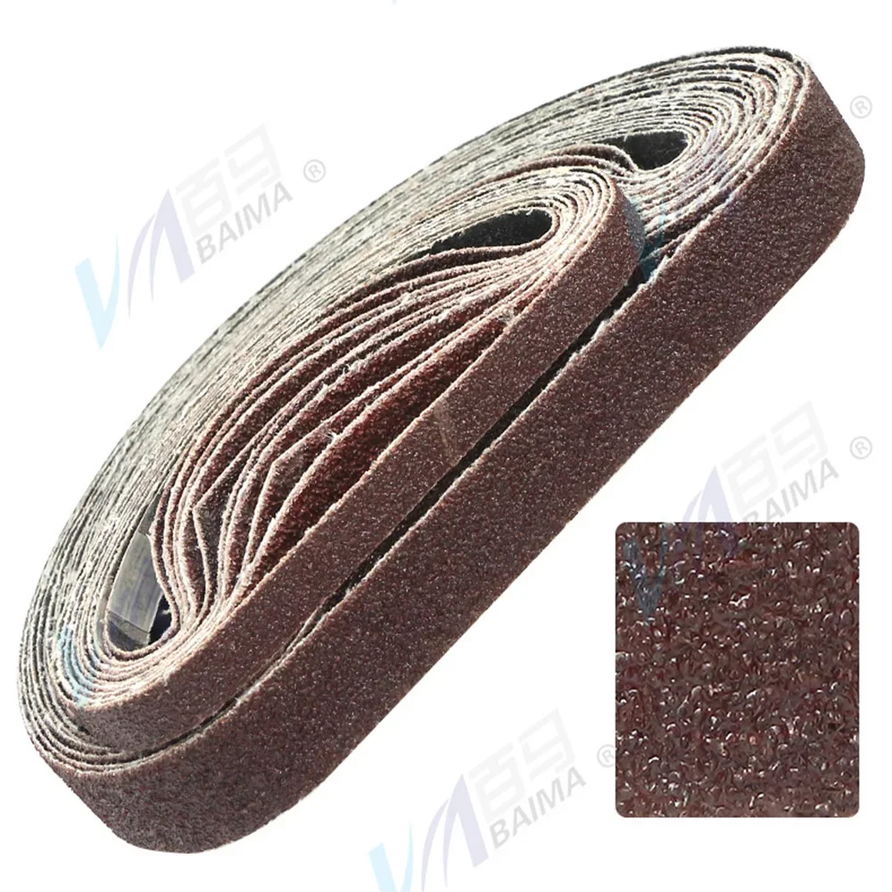 10 pz/lotto 10mm 20mm Nastri Abrasivi Carta Vetrata 60 80 120 240 400 600 Grana Lucidatura Bande Abrasive Per Levigatrice a Nastro