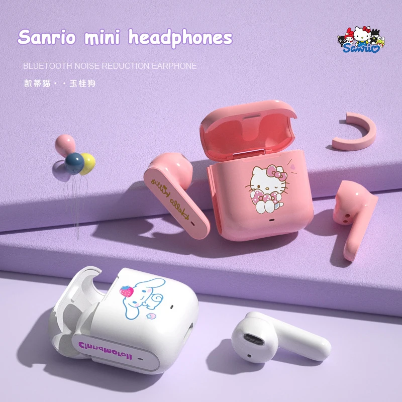 Cinnamoroll Bluetooth Earphones Sanrio Kuromi Gifts TWS Noise Reduction Music Wireless Headphones My Melody Sport Games Headset