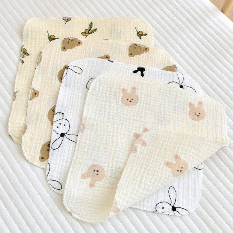 Soft Newborn Baby Wipe Bath Shower Wash Cloths with Printed Design Layers Bibs