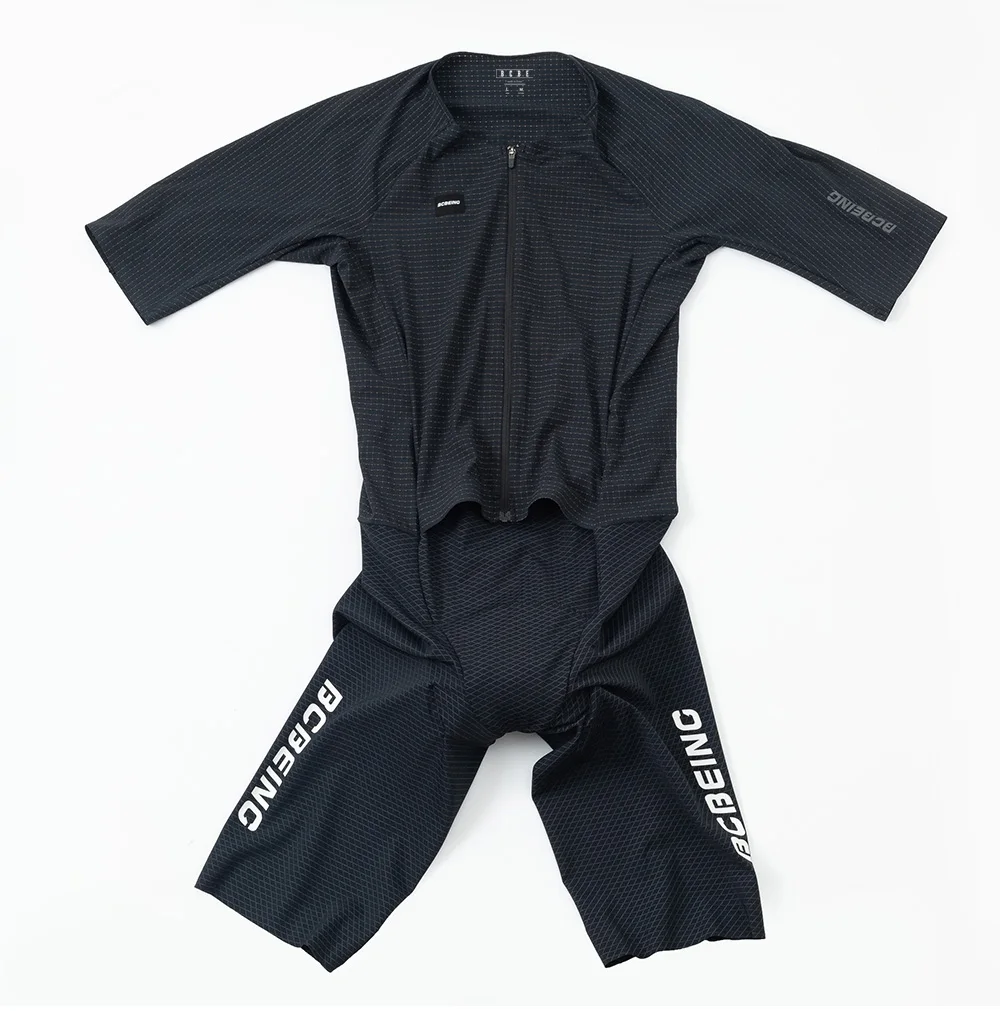 BCBE-ING Herren Aero Radsport-Skinsuit Sommer Kurzarm-Radanzug Leichter Atmungsaktiver Trainingsanzug mit YKK-Reißverschluss – Detail 17