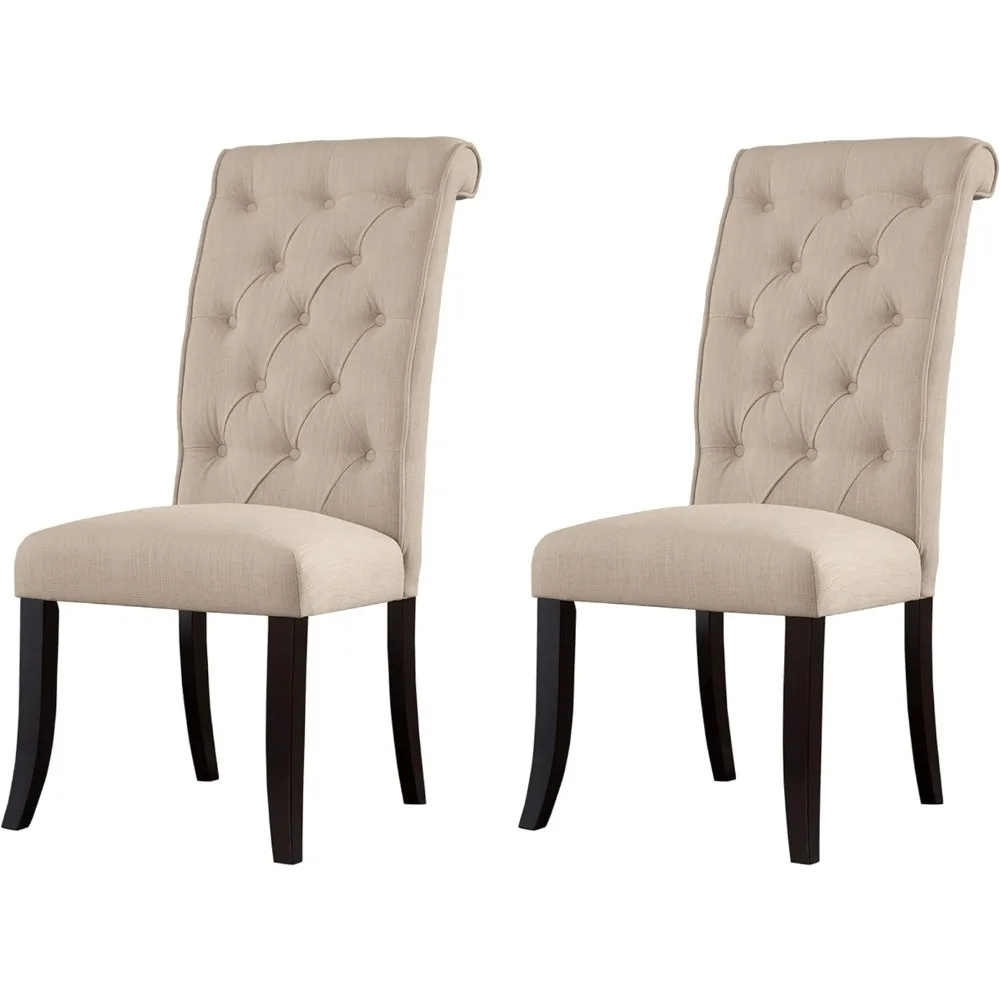 Signature Design by Ashley Tripton Classic Tufted Upholstered Armless Dining Chair, Set of 2, Beige