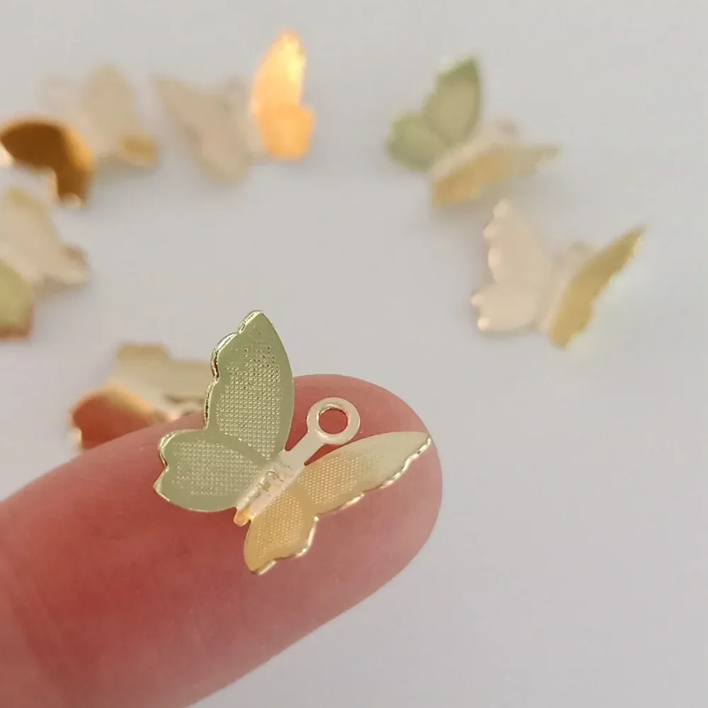 

14K Gold-plated Butterfly Pendant with Strong Color Retention Sandblasted Surface DIY Butterfly Handmade Jewelry Accessory