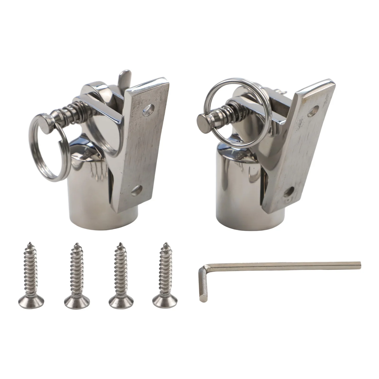 Set of 2 Marine Stainless Steel 316 Deck Hinges with Quick Release Pins and Eye End with Wrench for Bimini Top Installation