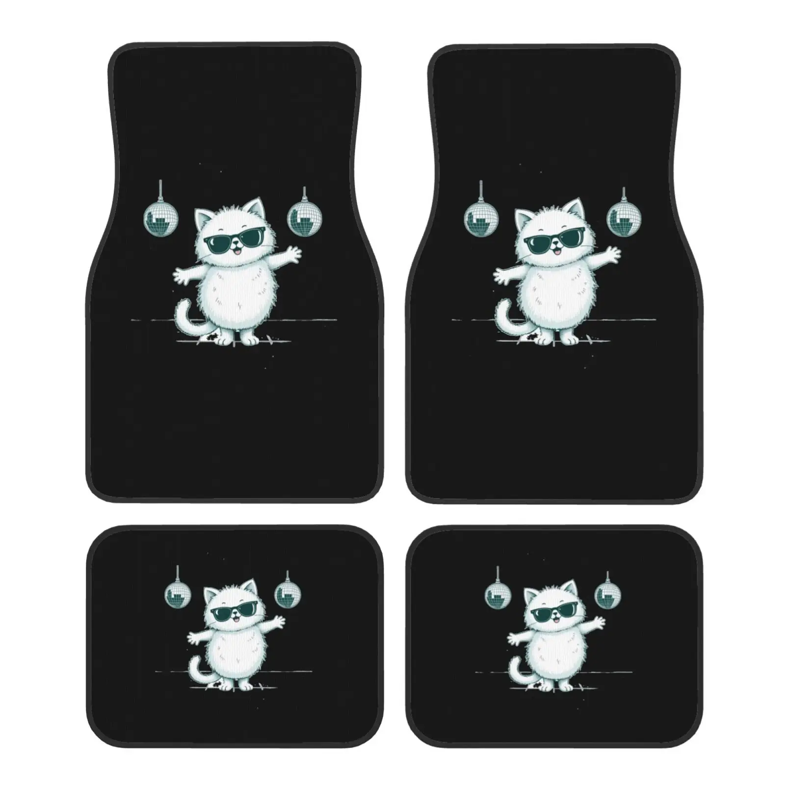 Jumping Cat Interesting Pattern Car Floor Mats Durable Car Carpet Mat Set of 4pcs with Anti-Slip Backing Fit for SUV Trucks