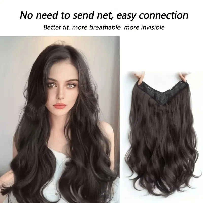 Extensiones de Cabello Sintético de Onda Larga Invisibles - Aspecto de Cabello Más Voluminoso, Mechones de Aspecto Natural - Diseño de Peinado con Confianza