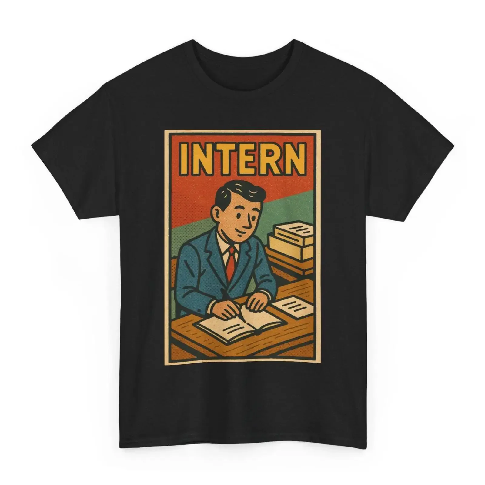 Retro Comic Style Intern T Shirt Vintage Workplace Humor Office Rookie Cool for Students Career Starters vintage Washed