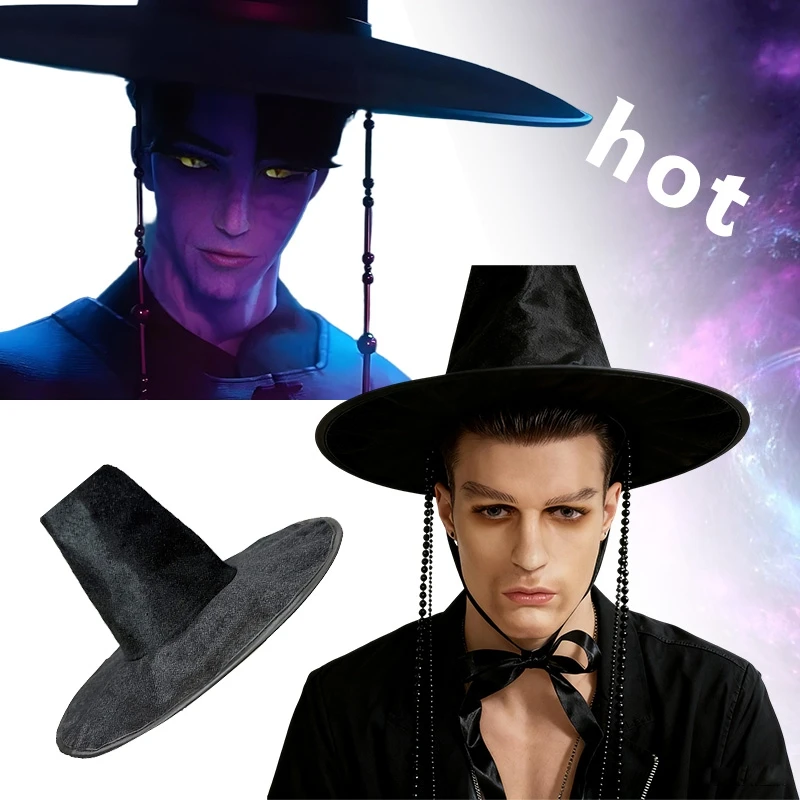 

Stage Performance Hat Ming Dynasty Traditional Korean Flat Topper Hat Wide Brim Uv Protection Black Halloween Cosplay Cap