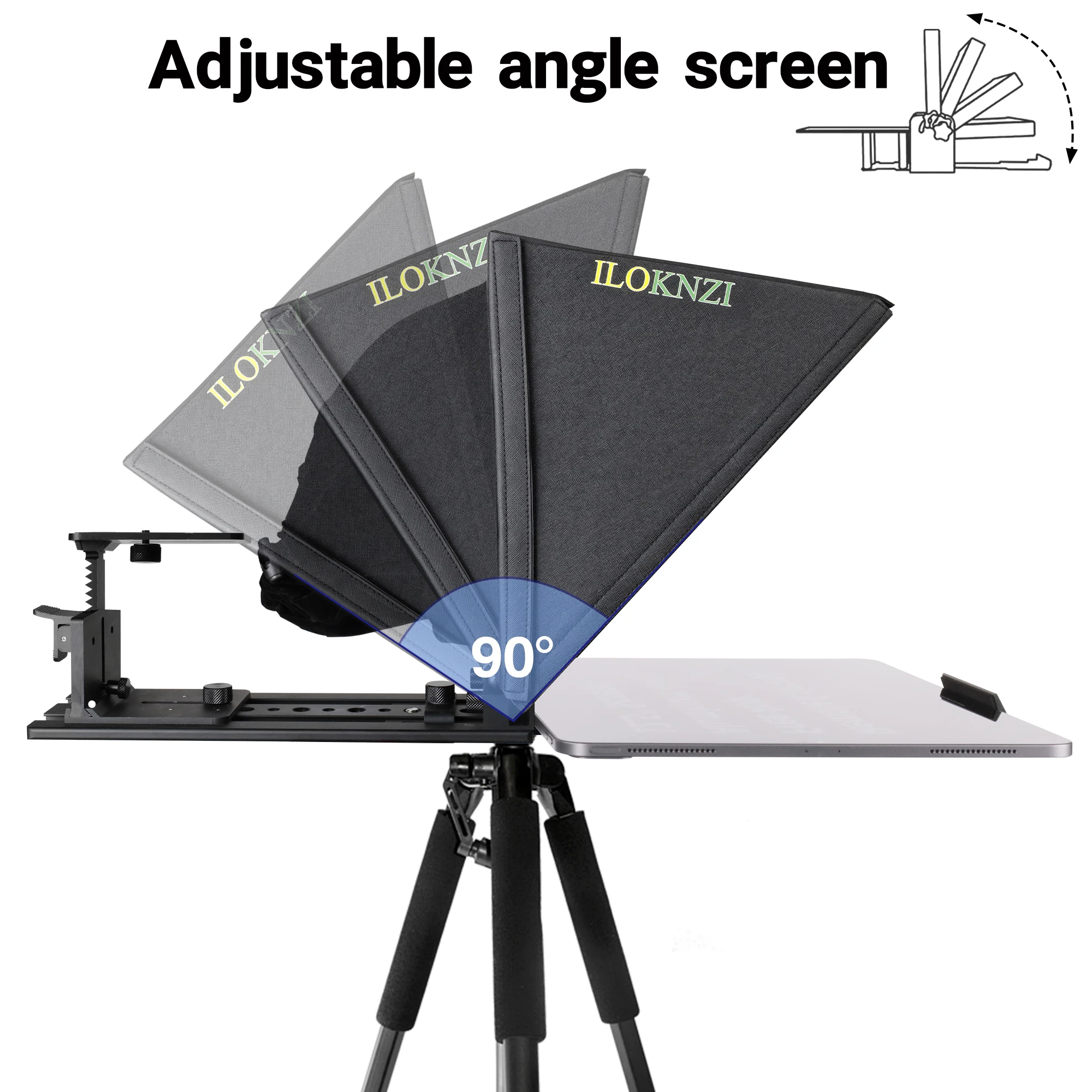 13.6-inch teleprompter for Camera, with Adjustable Remote Control Screen and Free Exclusive app , Accommodates 12.9-inch Tablets