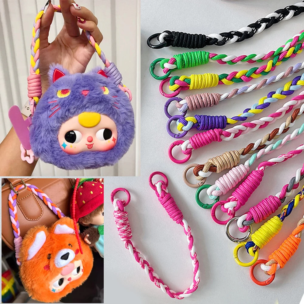 Fashion Phone Lanyard Strap Colorful Nylon Handmade Rope Wrist Strap Key Chain Telephone Charm Jewelry Rope Bracelet Bag Strap