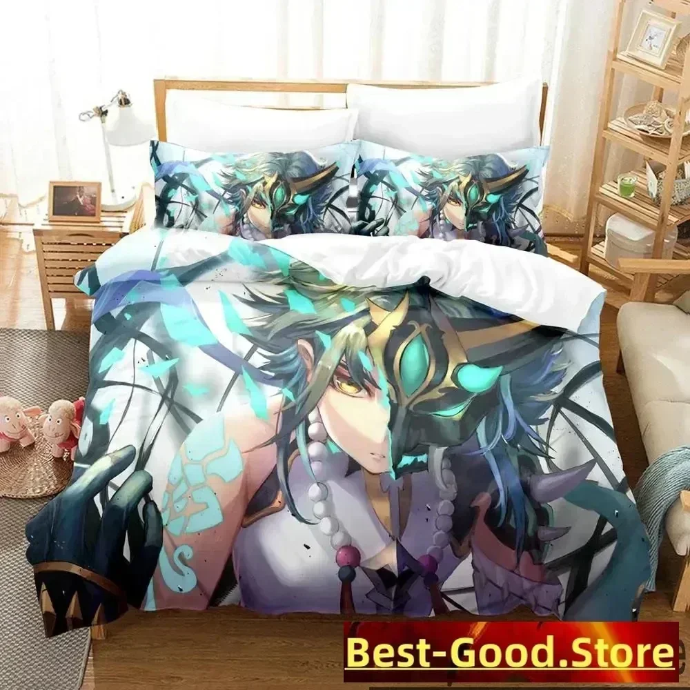 

3D Genshin Impact Xiao Anime Bedding Set Duvet Cover Bed Set Quilt Cover Pillowcase Comforter king Queen Size Boys Adult Bedding