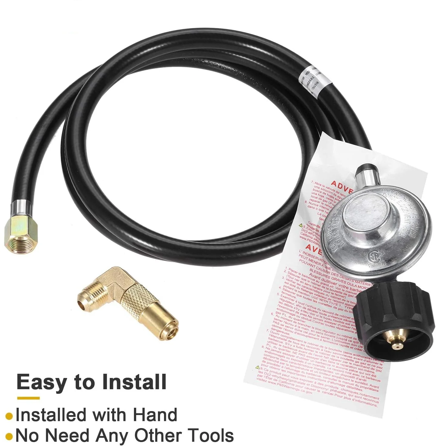 5 Feet Low Pressure Propane Regulator with 90 Degree Elbow Adaptor for Blackstone Griddle 17