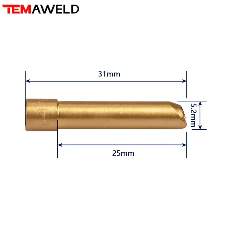 10 adet uzunluk kama Tig Collet 1.0/1.6/2.4MM kaynak sarf Tungsten elektrot Collet 10N24S 30MM WP17 WP18 WP26 meşale için