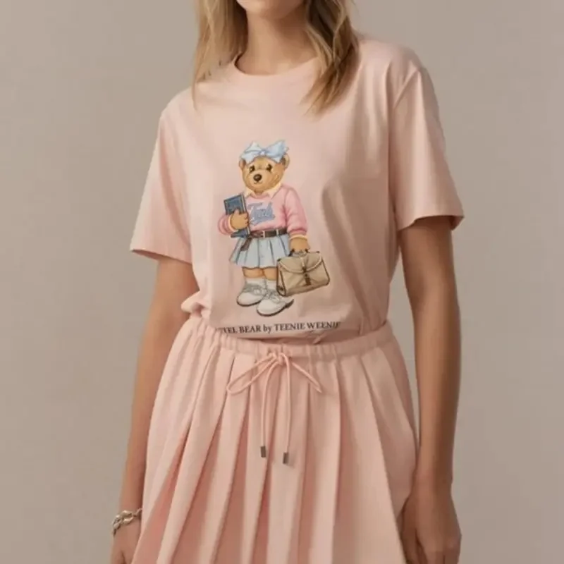 New Retro Fashion Panda Printed T-shirt Women Summer Elegant O-Neck Short Sleeve Cute Simple White Cotton Top Casual