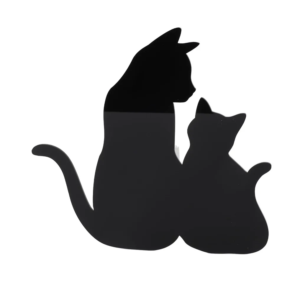 Cute Black Night Light Cat Silhouette Battery Operated Sconce Voice Activated Light Sensing Wall Lamp Bedroom Wall