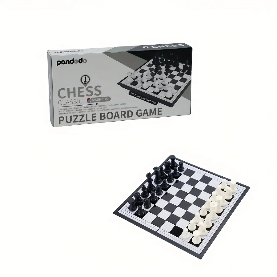 

Портативный складной шахматный набор CHESS CLASSIC MAGNETIC включает шахматную доску, кубикурую и шахматы. Идеальный праздничный подарок.