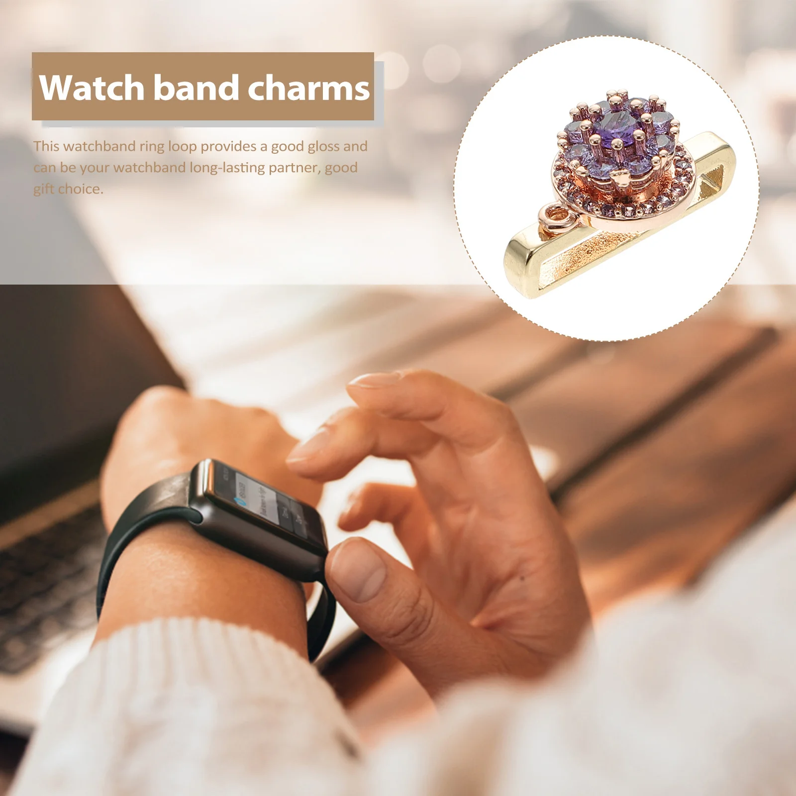 

Watch Band Charms Alloy Material Nice Color Design Watch Strap Ring Loop Smartwatch Decor for Women Men Watchband Decor