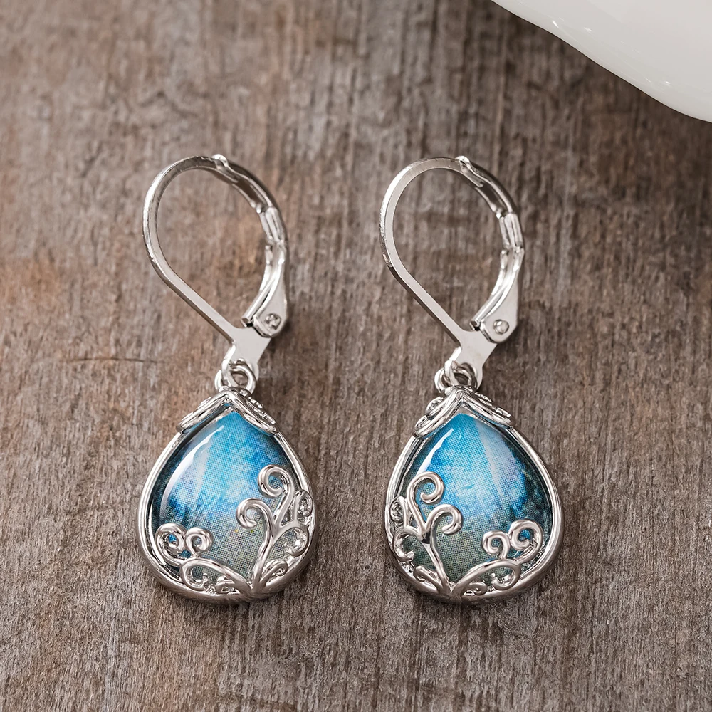 Huitan Damen-Ohrringe, elegant, für Partys, Alltag, vielseitig, silberfarben, Accessoires, Bohemia Fancy Lady, Metall, schlichter Stil, Schmuck