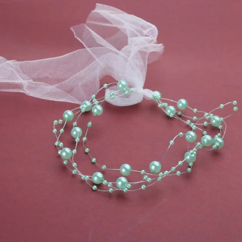 N80C Newborn Photography Props Pearl Headband Princess Baby Photoshoots Headdress