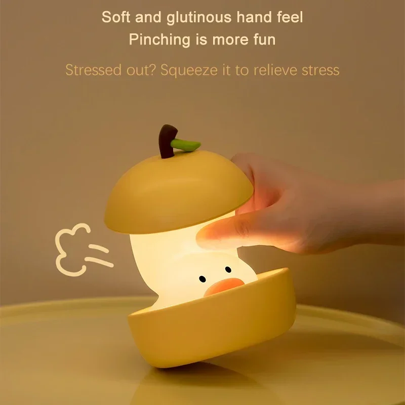 

Desk Pear LED Night Light USB Rechargeable Silicon Touch RGB Bedroom Bedside Decor Children's Gift Sleeping Timing Night Light