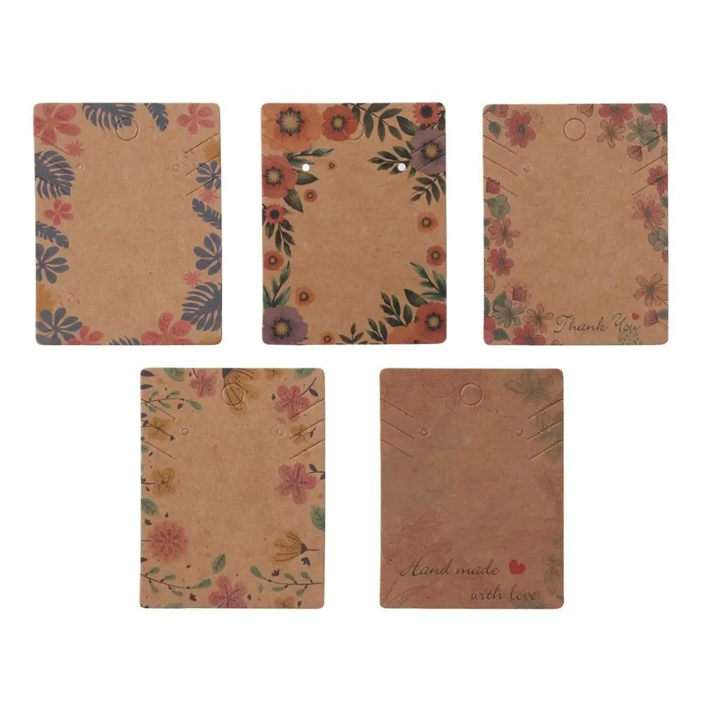 Cartes d'Exposition de Motifs de Fleurs en Papier, Carton Marron, Cartes d'Exposition de Bijoux