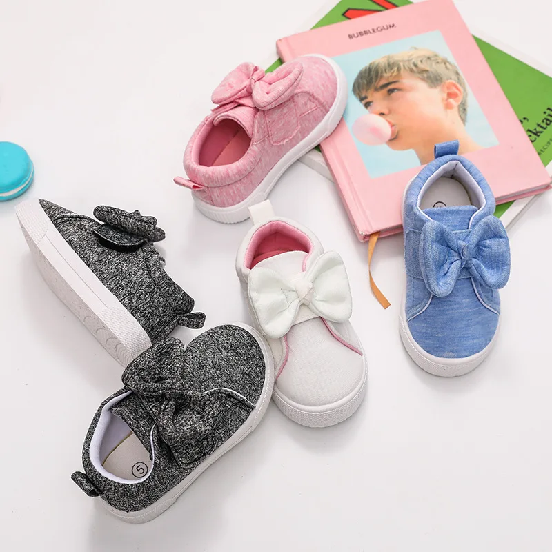 Autumn and winter children's cotton girls' soft sole indoor shoes bow baby toddler shoes soft
