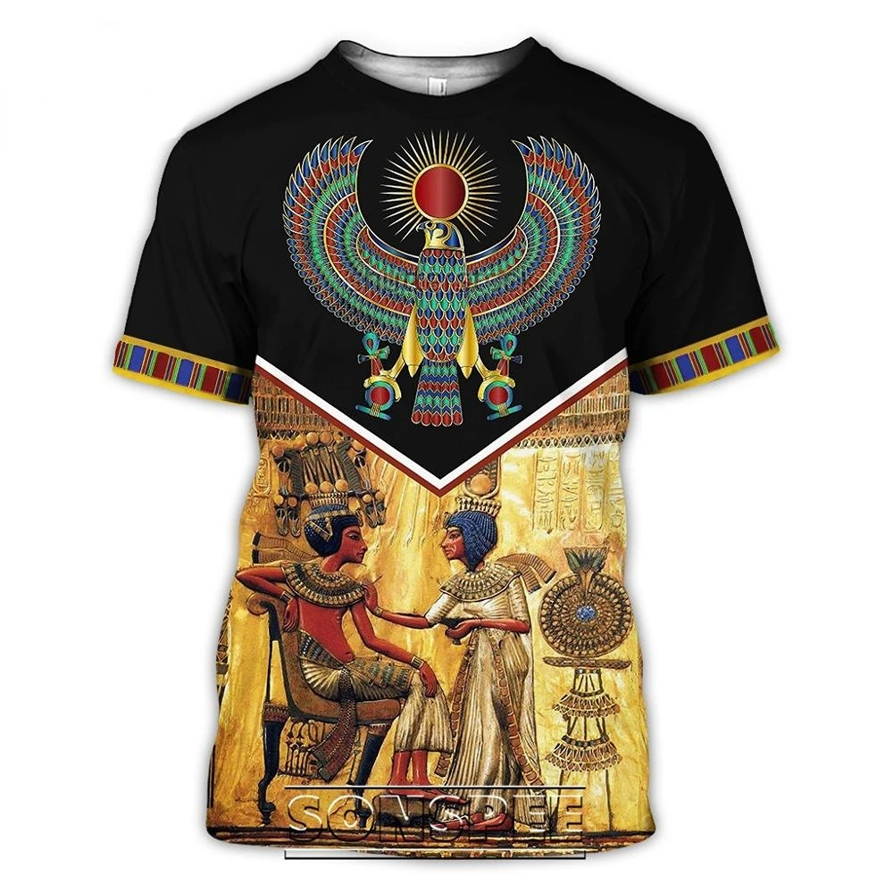 Summer 2022 Men\'s T-Shirt Casual 3D Printing Ancient Egypt Eye of Horus Egyptian Symbol T-Shirt Men\'s Women\'s Short Sleeve Plus